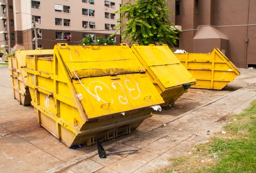 Exterior view of skip delivery at a residential street in Abbey Wood