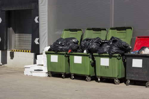 Recycling process at a skip hire facility